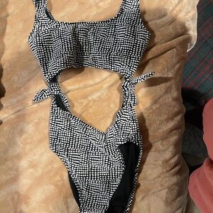 Aerie Black and White Cutout One Piece